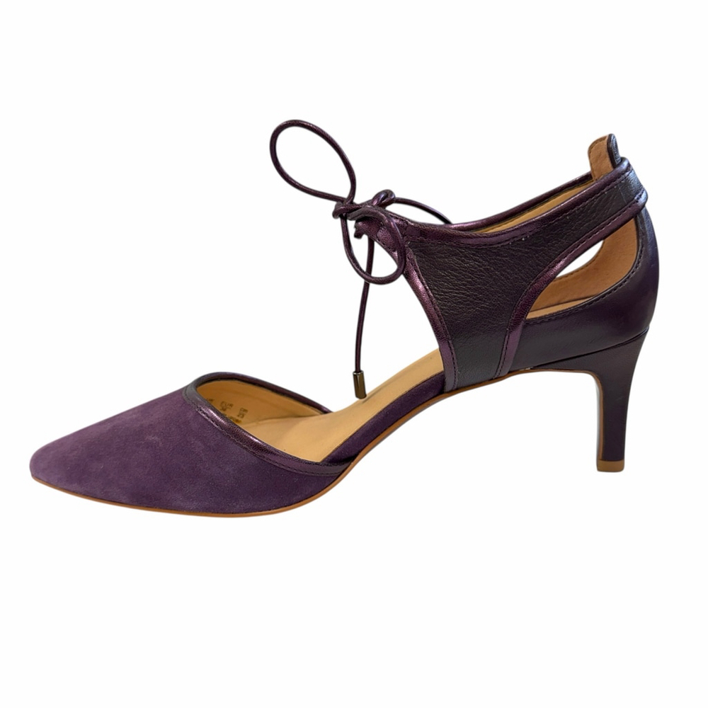 Franco Sarto Plum Leather Suede Lace-Up Kitten Heel Pumps Women’s Size 6 - Picture 8 of 10